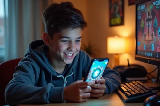 Adolescent concentré sur son smartphone pour scanner un code QR Brawl Stars actif en 2026