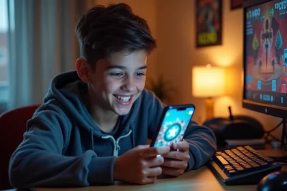 Adolescent concentré sur son smartphone pour scanner un code QR Brawl Stars actif en 2026