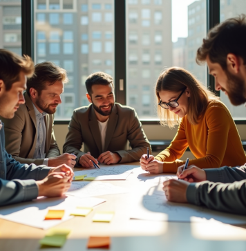 Equipe de designers collaborant autour d'une table pour le design