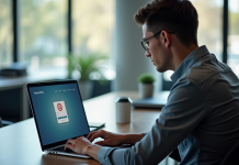 Espace de travail moderne à Créteil avec personne sur ordinateur