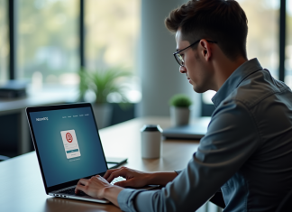 Espace de travail moderne à Créteil avec personne sur ordinateur
