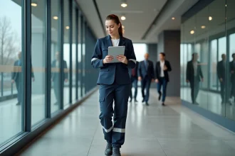 Femme confiante en tenue de travail dans un bureau moderne