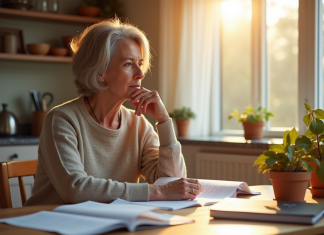 En bref : Karen Kline, ce que l’on sait aujourd’hui Femme d'âge moyen lisant des documents au matin