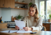 APL sur 2 logements : conditions, démarches et possibilités! Femme concentrée à la maison en train de revoir des papiers