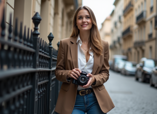 Rôle du mode: bien comprendre ses fonctions et avantages Femme élégante avec appareil photo vintage en ville