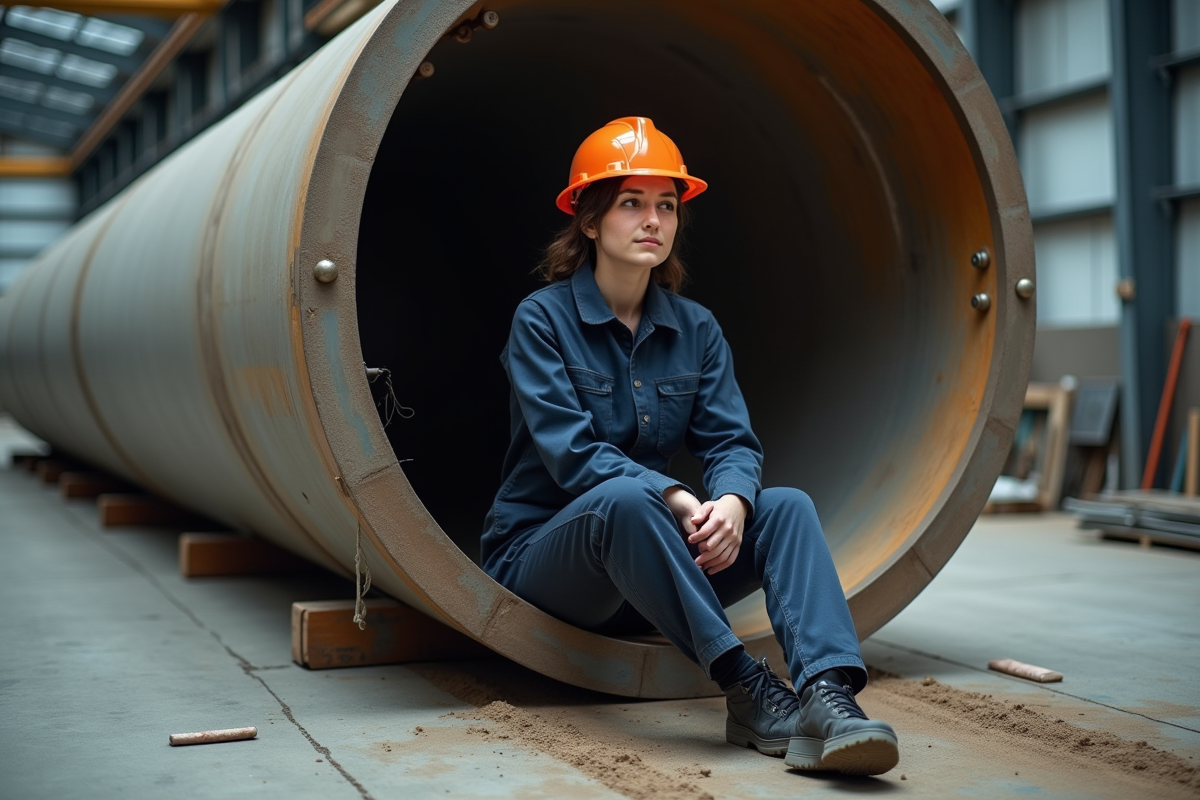 Jeune ingénieure assise près d