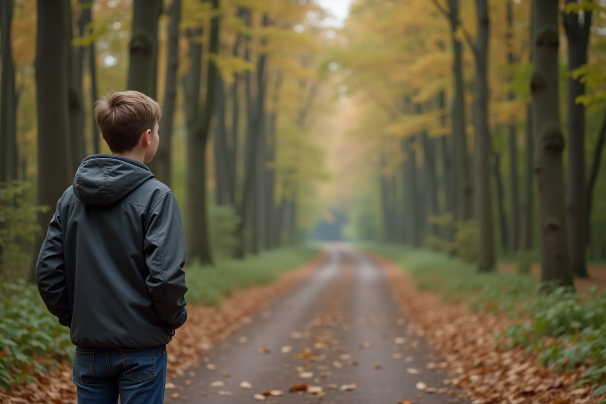 Adolescent contemplant la forêt en pleine nature