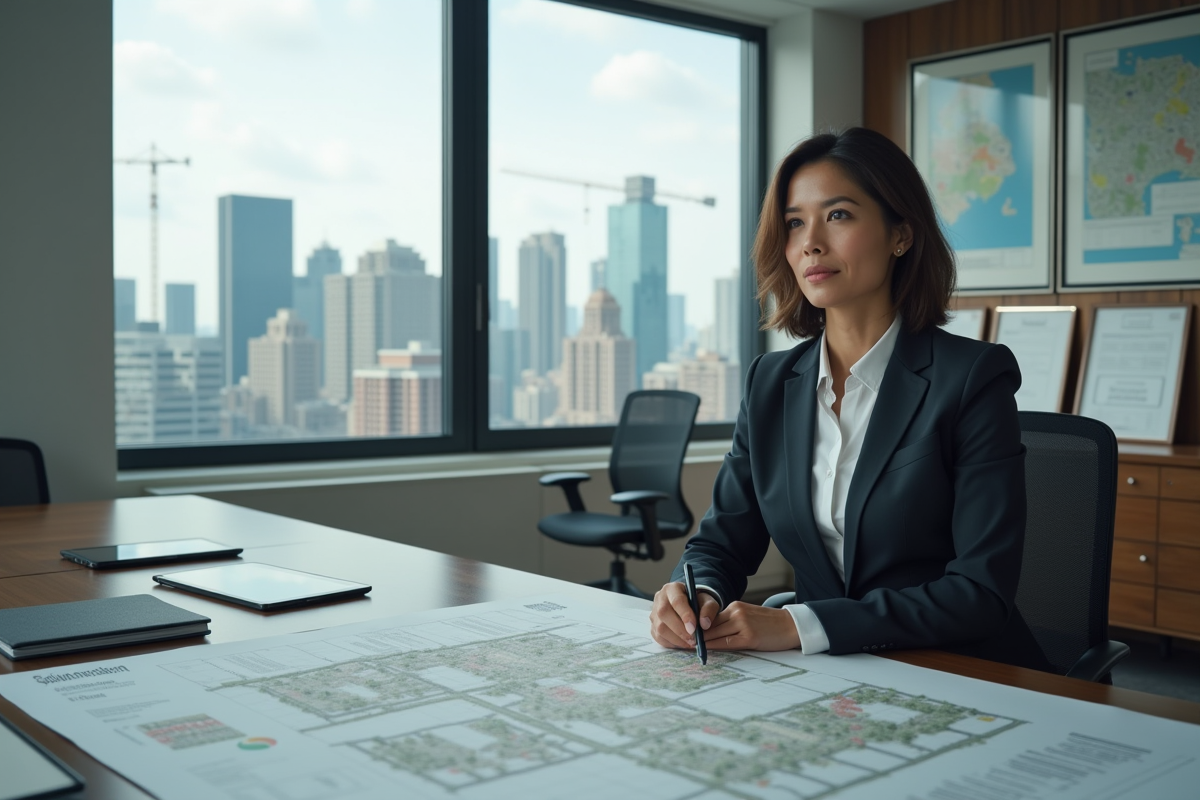 Officielle en urbanisme dans un bureau moderne