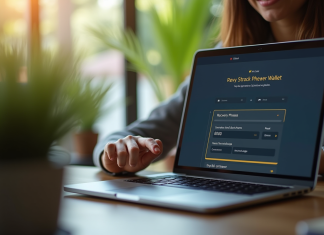 Récupérer compte Blockchain Wallet : étapes simples et efficaces Personne confiante saisissant une phrase de récupération sur un ordinateur