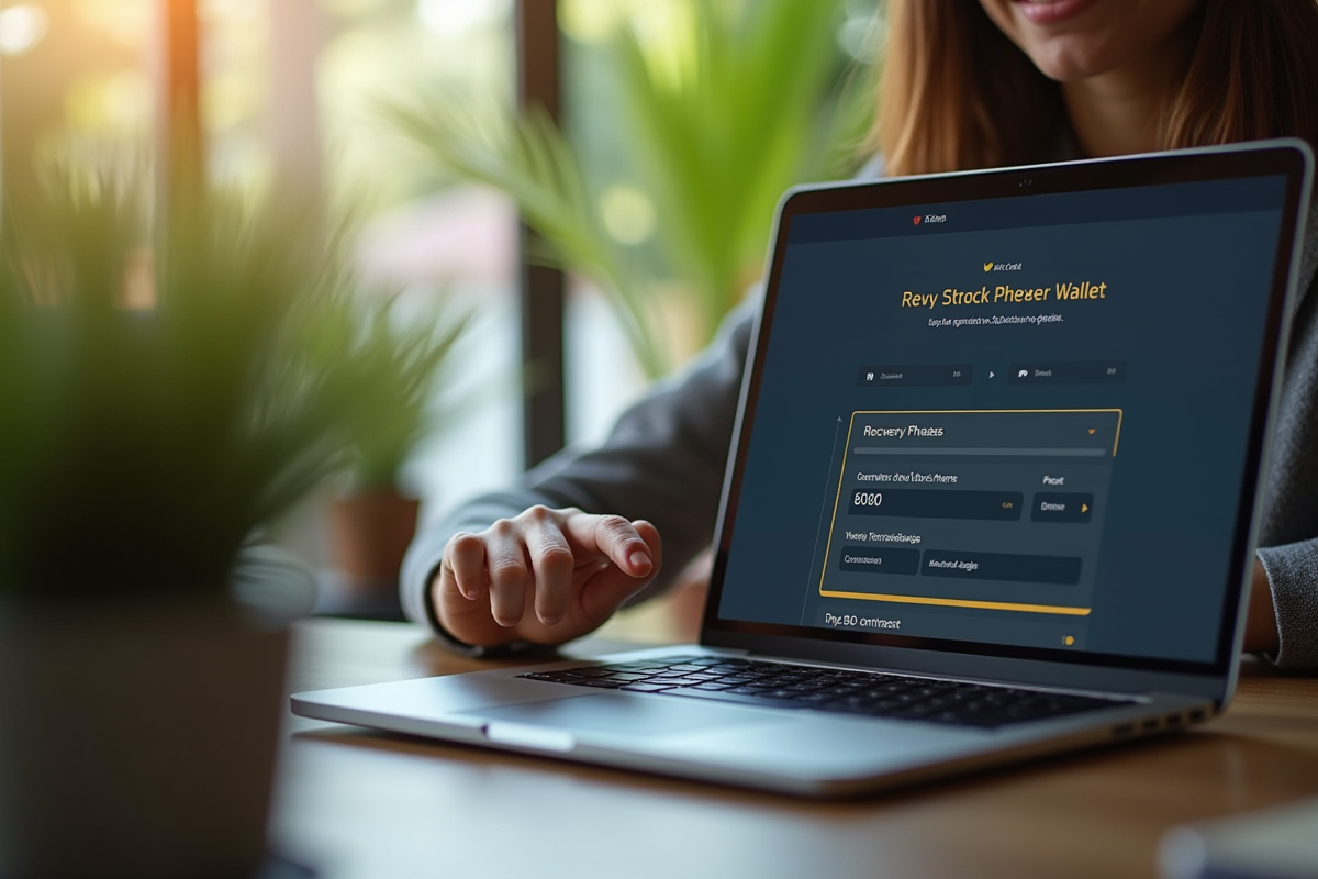 Personne confiante saisissant une phrase de récupération sur un ordinateur