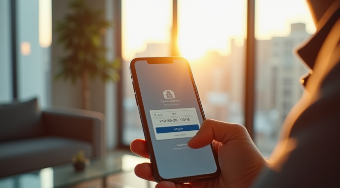 Personne utilisant un smartphone pour une verification bancaire