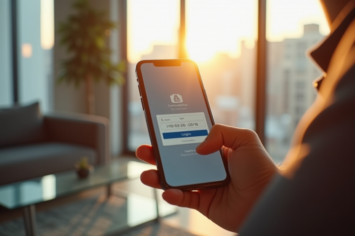 Personne utilisant un smartphone pour une verification bancaire